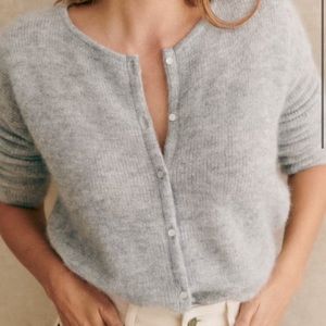 Sezane Light Gray Cardigan Sweater